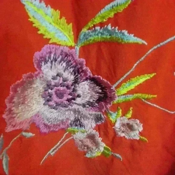 ASOS Design Womens Dress Red Embroidered Size 6 Viscose Flowy Boho - Picture 3 of 8